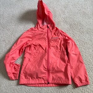 Columbia Girls XS 6/6X Lightweight Full Zip Hooded Rain Jacket Coral Pink